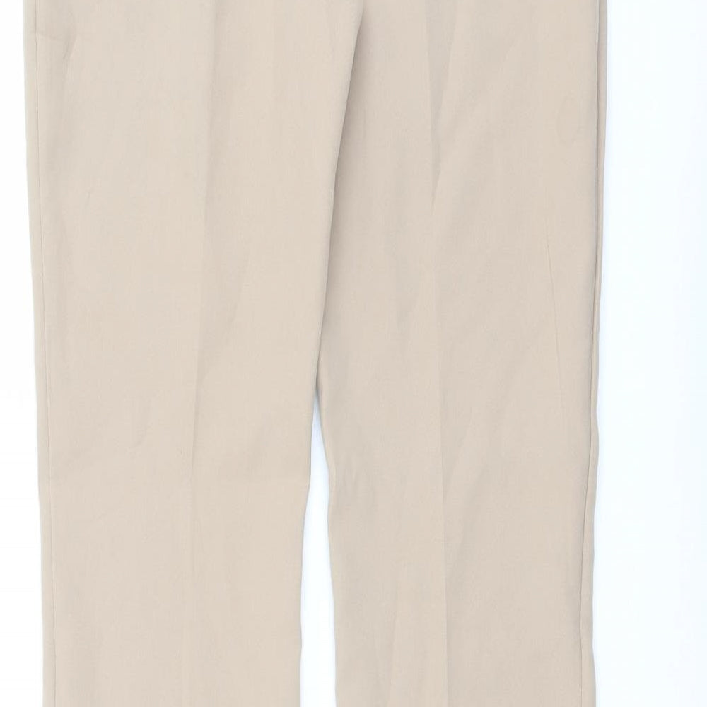 Boohoo Womens Beige Polyester Trousers Size 10 L33 in Regular Zip