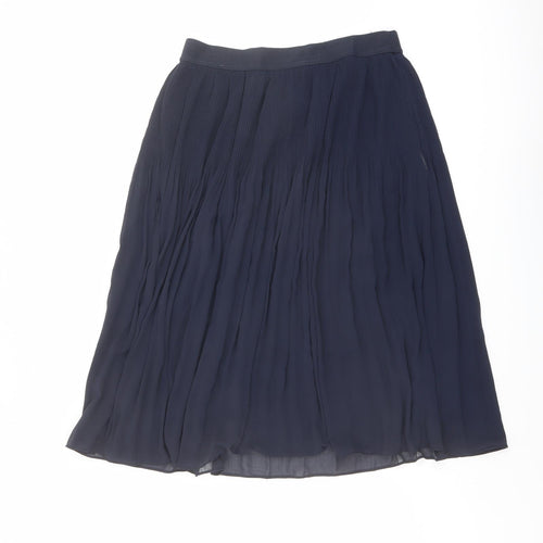 H&M Womens Blue Polyester Pleated Skirt Size 12