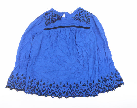 Falmer Womens Blue Viscose Basic Blouse Size 14 Round Neck