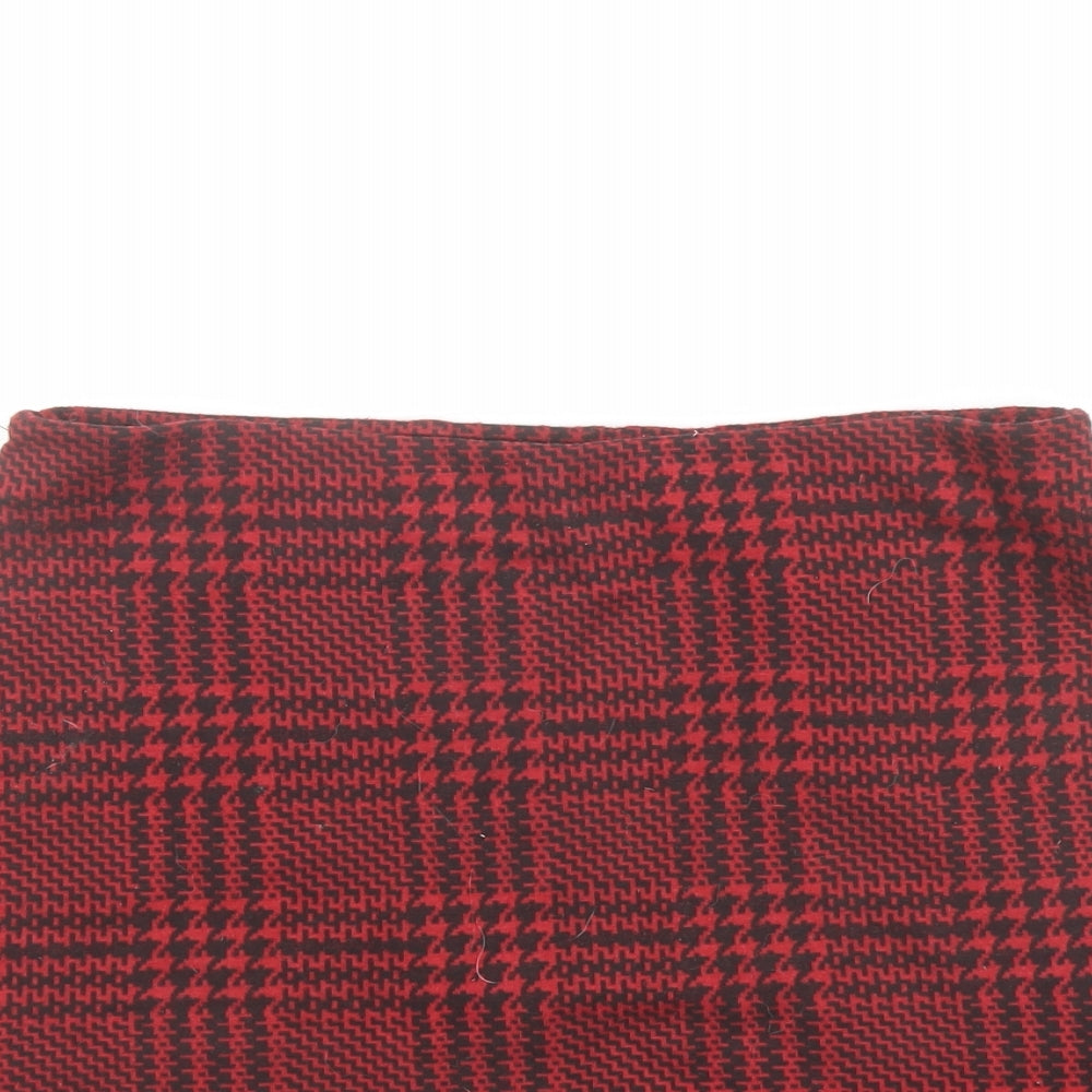 New Look Womens Red Plaid Polyester Bandage Skirt Size 10