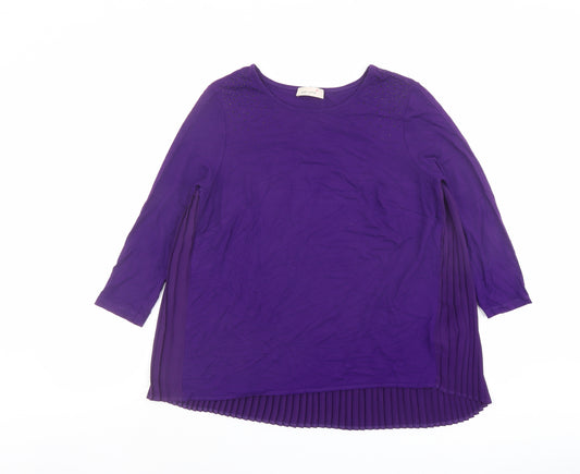 Per Una Womens Purple Viscose Basic Blouse Size 12 Round Neck