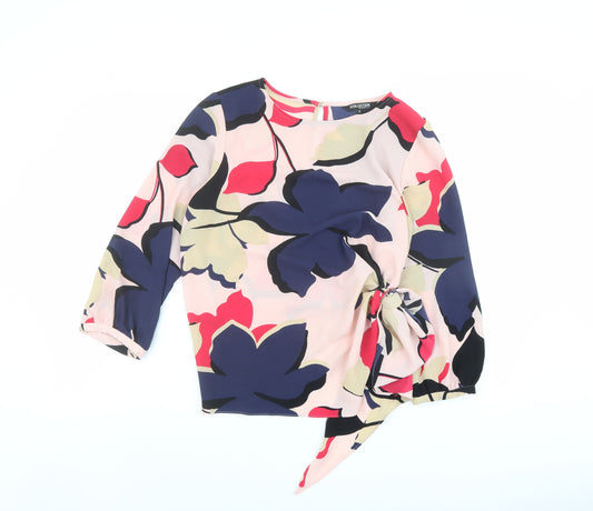 Debenhams Womens Multicoloured Floral Polyester Basic Blouse Size 12 Round Neck