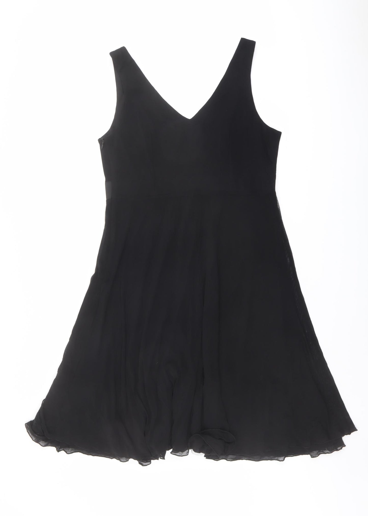 NEXT Womens Black Polyester A-Line Size 14 V-Neck Zip