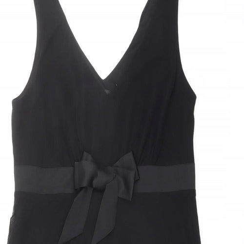 NEXT Womens Black Polyester A-Line Size 14 V-Neck Zip