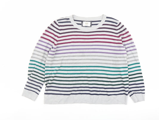 Maine Womens Multicoloured Round Neck Striped Acrylic Pullover Jumper Size 18