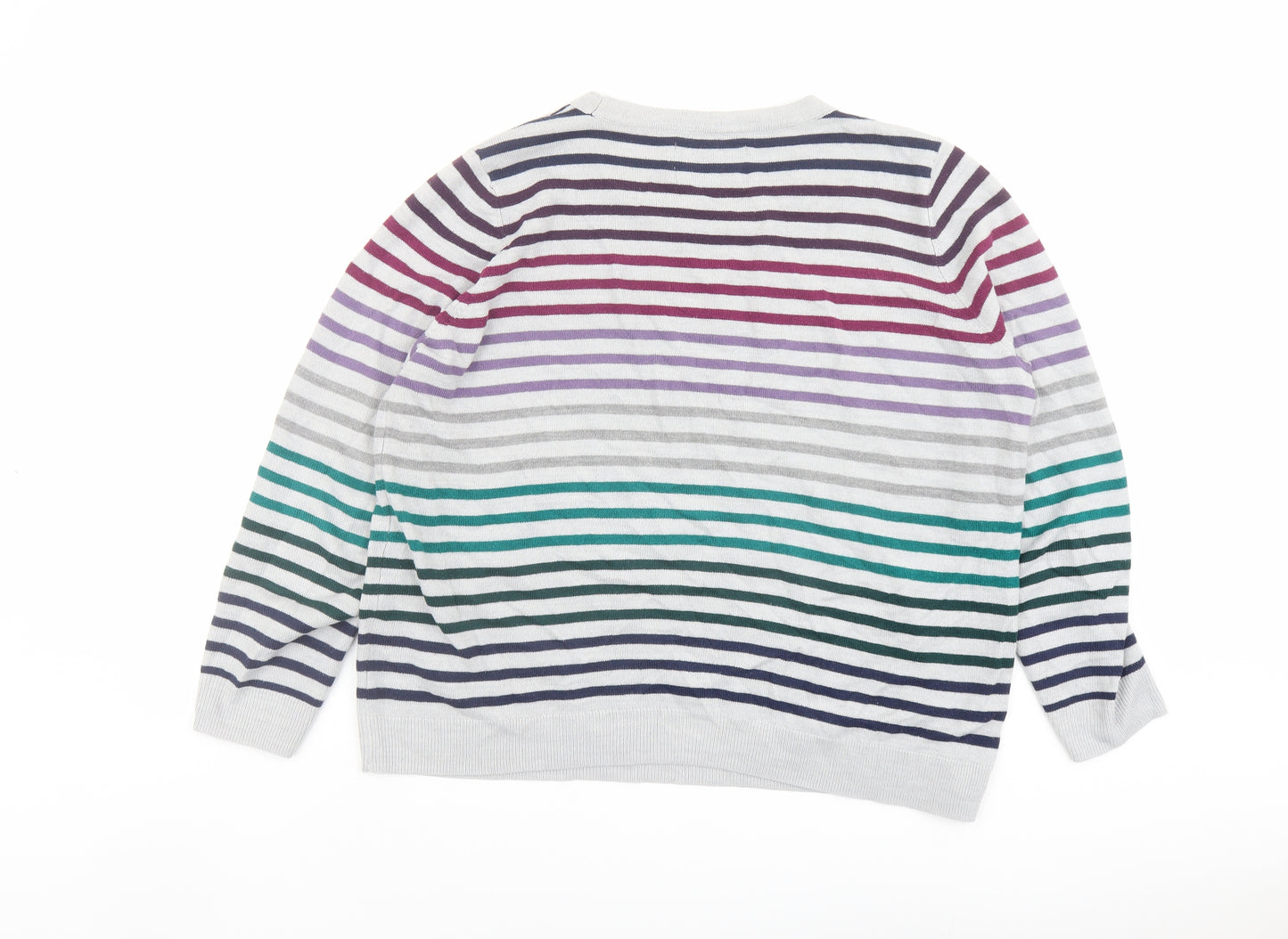 Maine Womens Multicoloured Round Neck Striped Acrylic Pullover Jumper Size 18