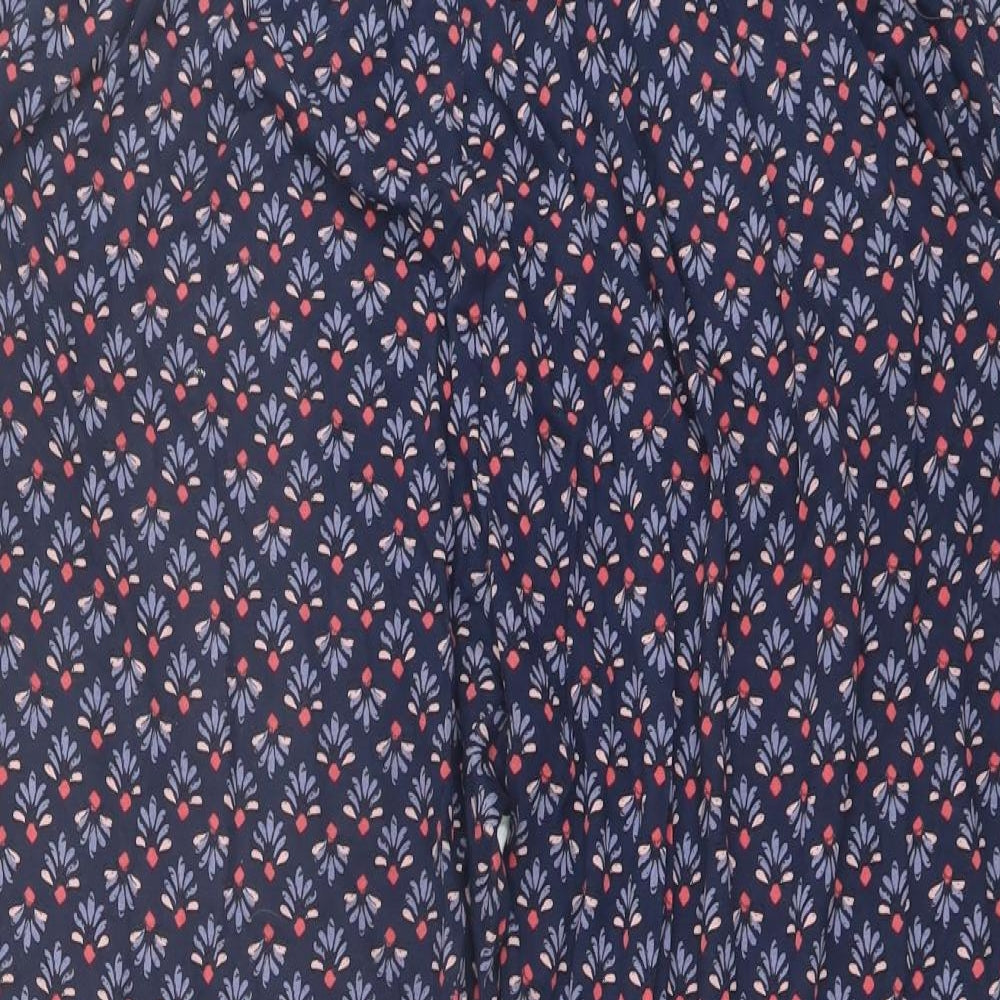 Marks and Spencer Womens Blue Geometric Viscose Trousers Size 18 L26 in Regular