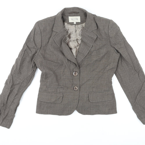 NEXT Womens Brown Geometric Jacket Blazer Size 10 Button