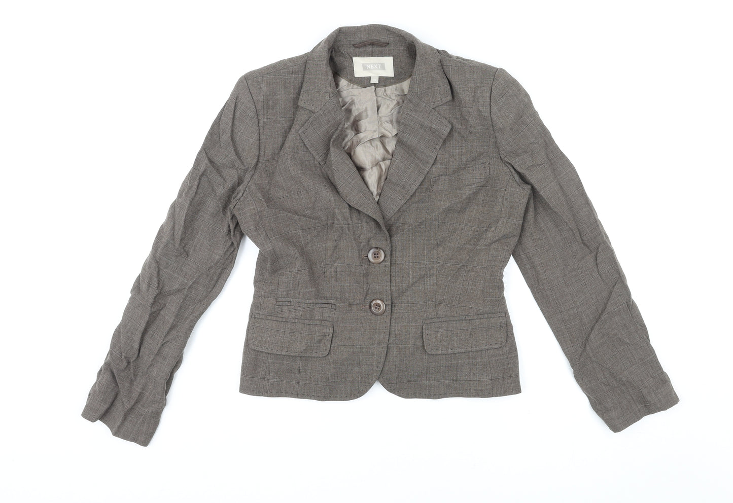 NEXT Womens Brown Geometric Jacket Blazer Size 10 Button