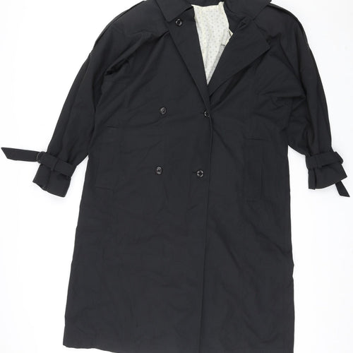 C&A Womens Black Rain Coat Coat Size 12 Button
