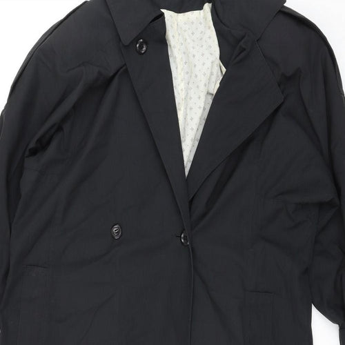 C&A Womens Black Rain Coat Coat Size 12 Button
