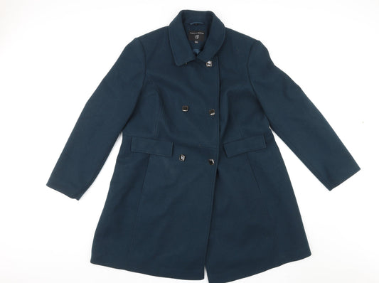 Dorothy Perkins Womens Blue Overcoat Coat Size 20 Button