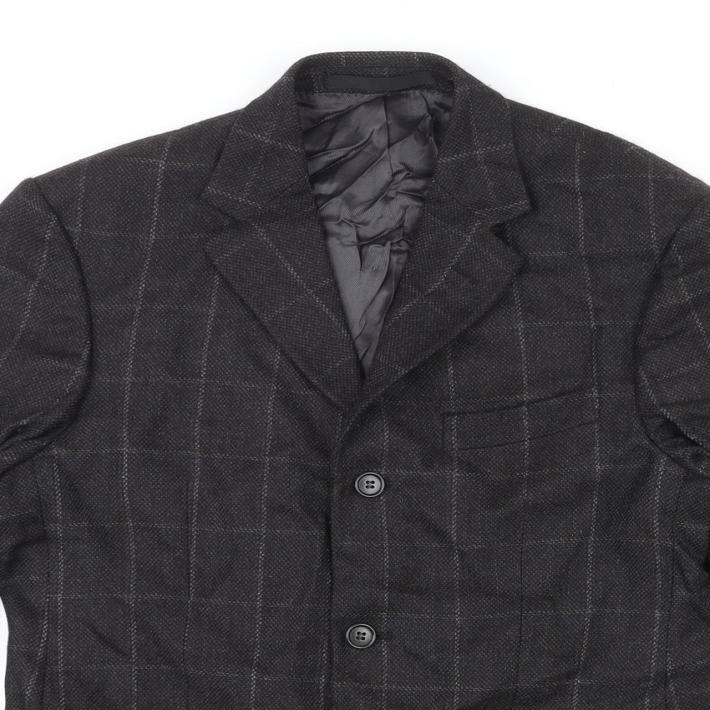 Marks and Spencer Mens Black Check Wool Jacket Suit Jacket Size 38 Regular