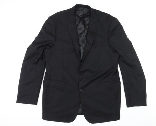 Lanificio Mens Black Wool Jacket Suit Jacket Size 46 Regular