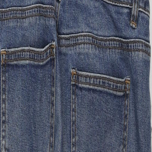 Denim & Co. Womens Blue Cotton Dungaree One-Piece Size 8 L28 in Zip - Distressed Open Knee