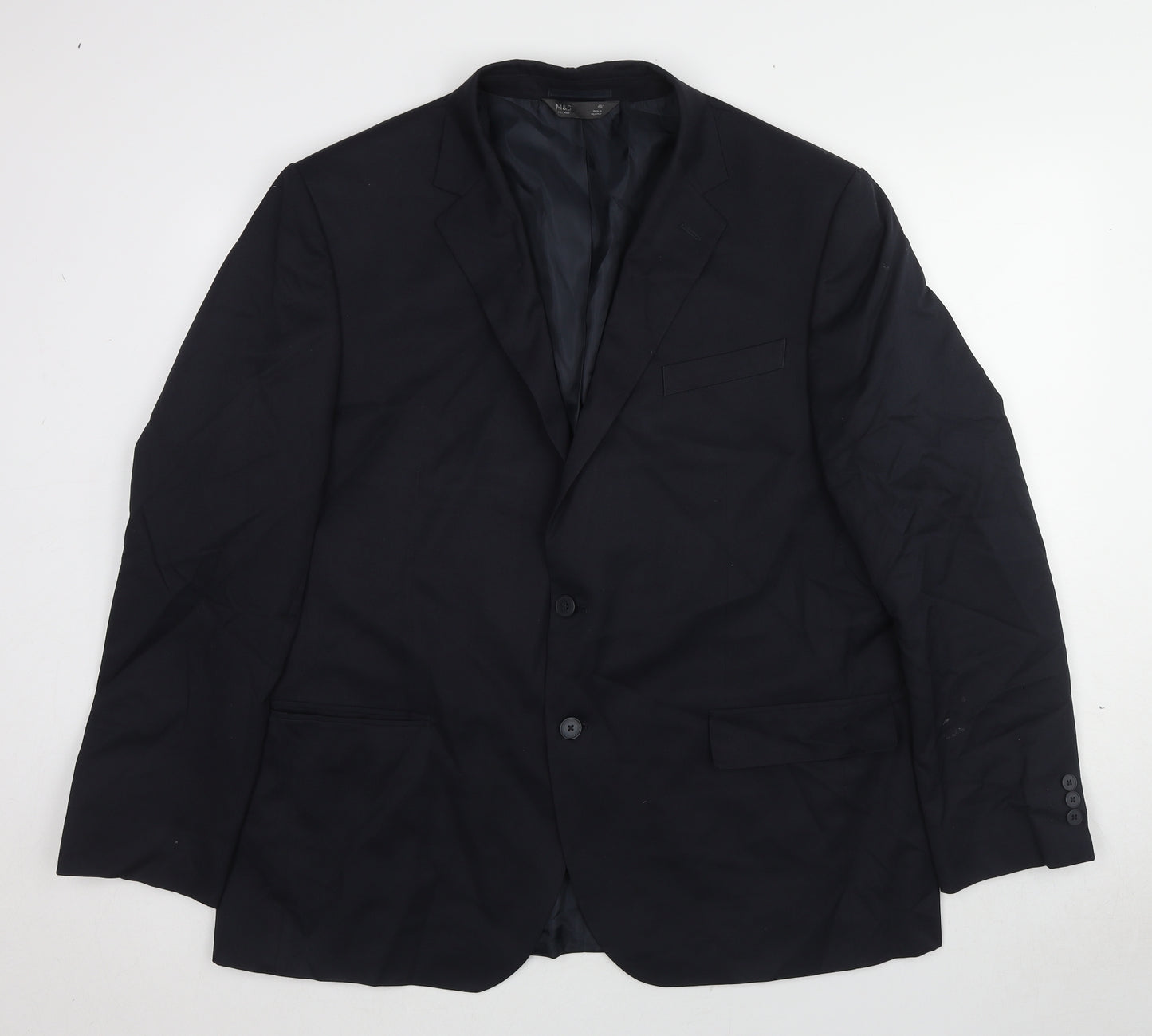 Marks and Spencer Mens Black Polyester Jacket Suit Jacket Size 46 Regular