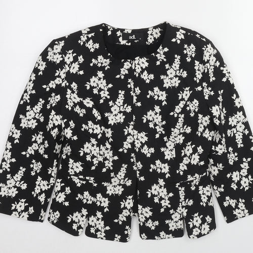 adL Womens Black Floral Jacket Blazer Size S