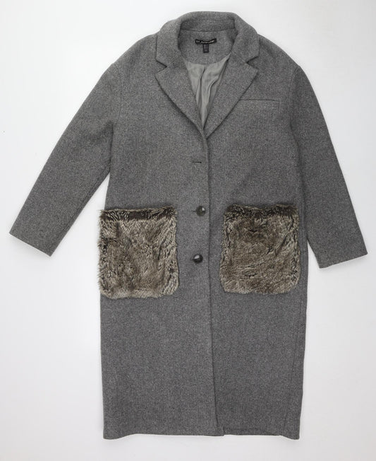 Zara Womens Grey Overcoat Coat Size S Button