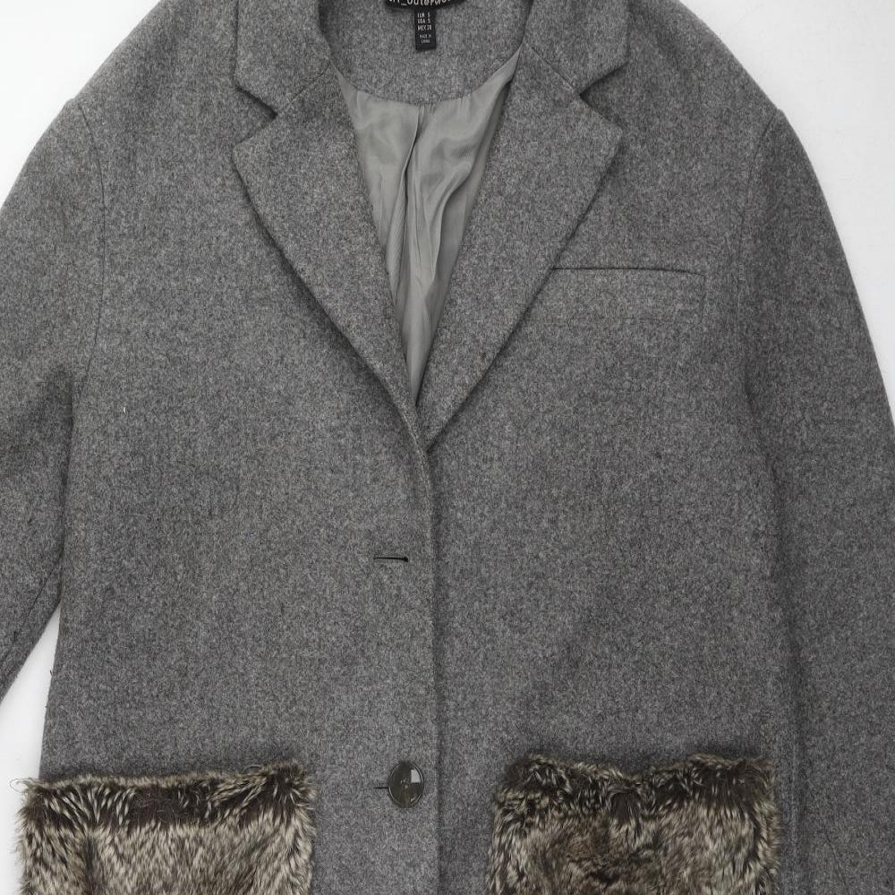 Zara Womens Grey Overcoat Coat Size S Button