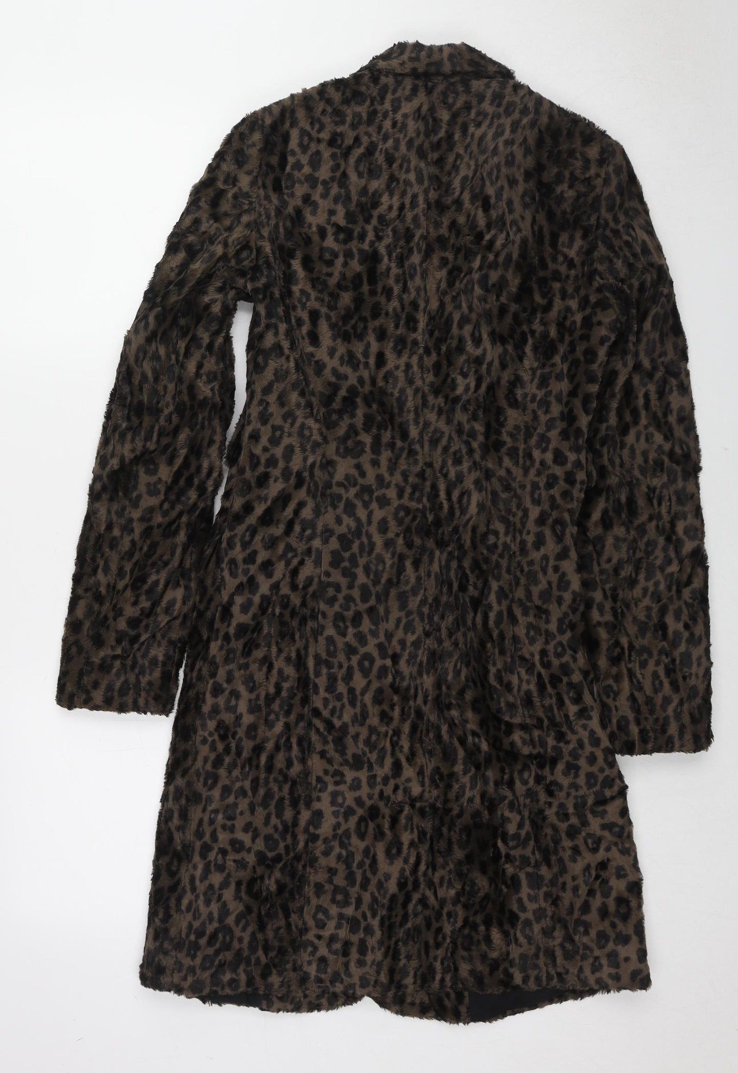 Kookai Womens Brown Animal Print Overcoat Coat Size 6 Button - Leopard Print