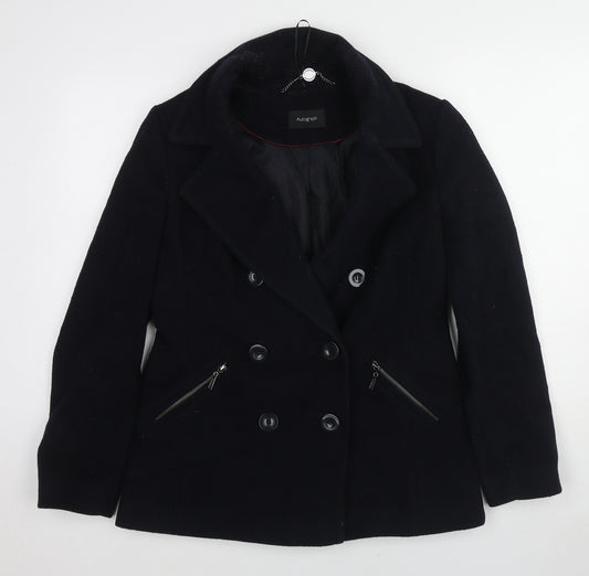 Marks and Spencer Womens Black Pea Coat Coat Size 10 Button