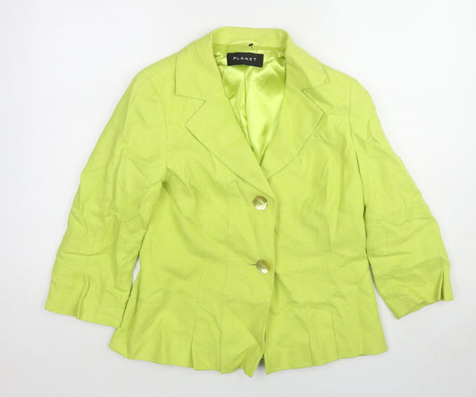 Planet Womens Green Jacket Blazer Size 12 Button