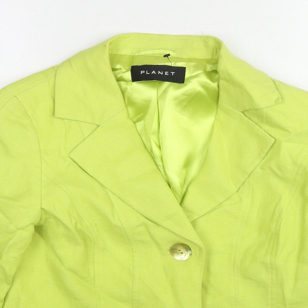 Planet Womens Green Jacket Blazer Size 12 Button