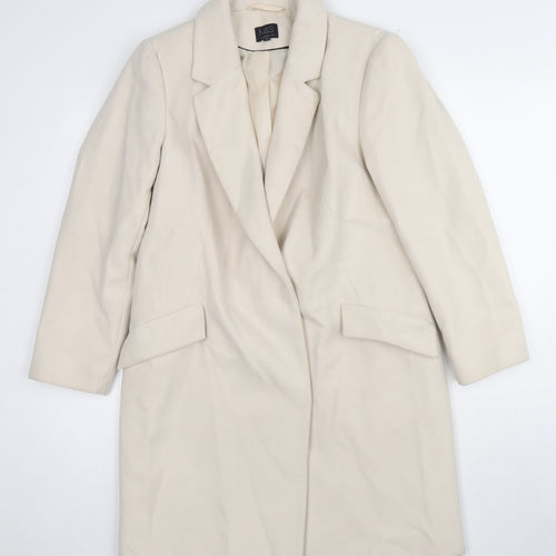 Marks and Spencer Womens Beige Overcoat Coat Size 10 Button