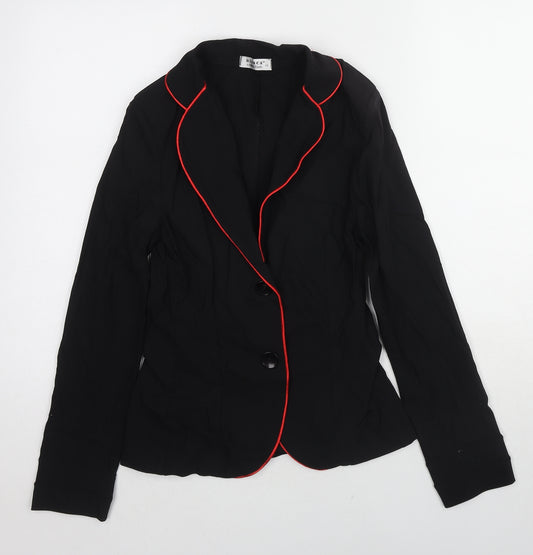 Bianca Womens Black Jacket Blazer Size 12 Button