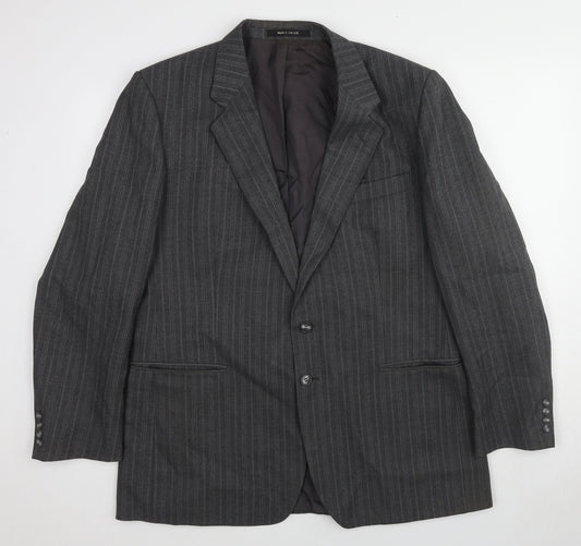 St Michael Mens Grey Striped Polyester Jacket Suit Jacket Size 44 Regular