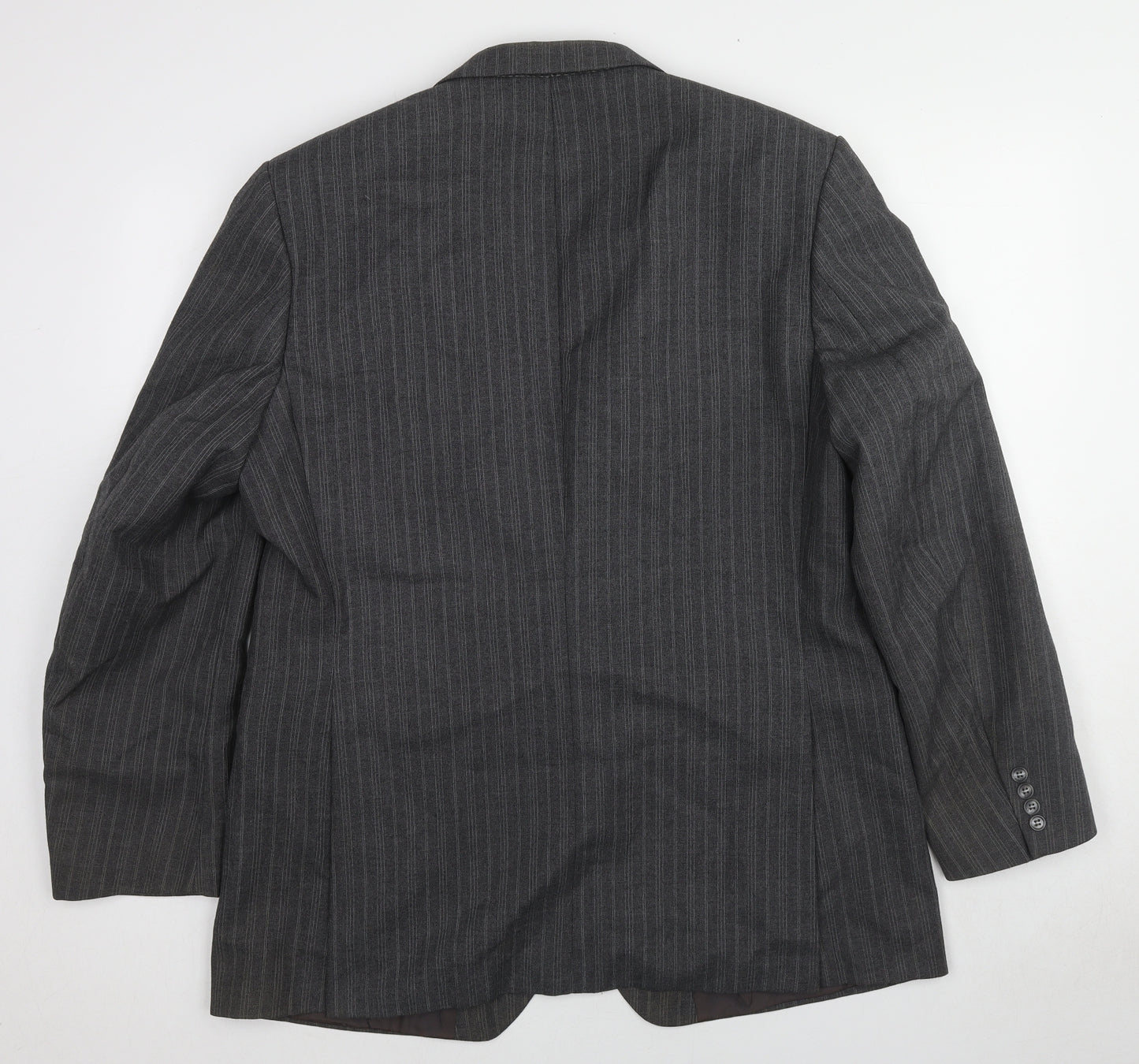 St Michael Mens Grey Striped Polyester Jacket Suit Jacket Size 44 Regular