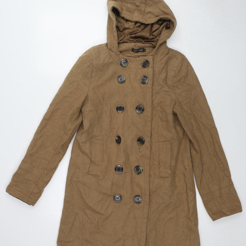 Topshop Womens Brown Overcoat Coat Size 12 Button