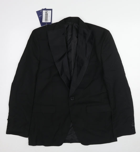 Imperial Stich Mens Black Polyester Tuxedo Suit Jacket Size 38 Regular