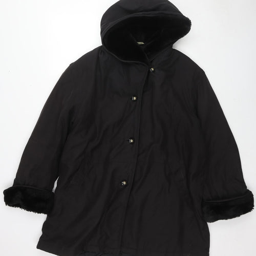 Canda Womens Black Rain Coat Coat Size 18 Button