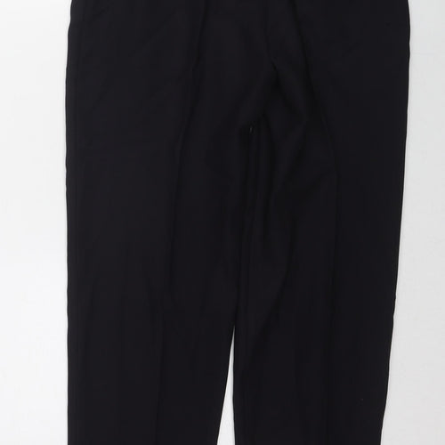 St Michael Womens Black Wool Chino Trousers Size 10 L30 in Regular Zip
