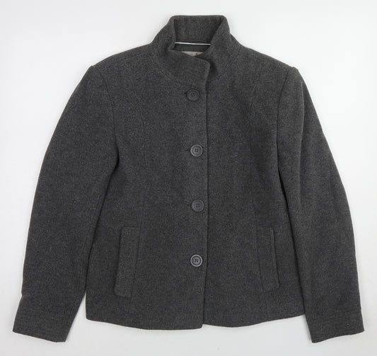 John Lewis Womens Grey Pea Coat Coat Size 14 Button