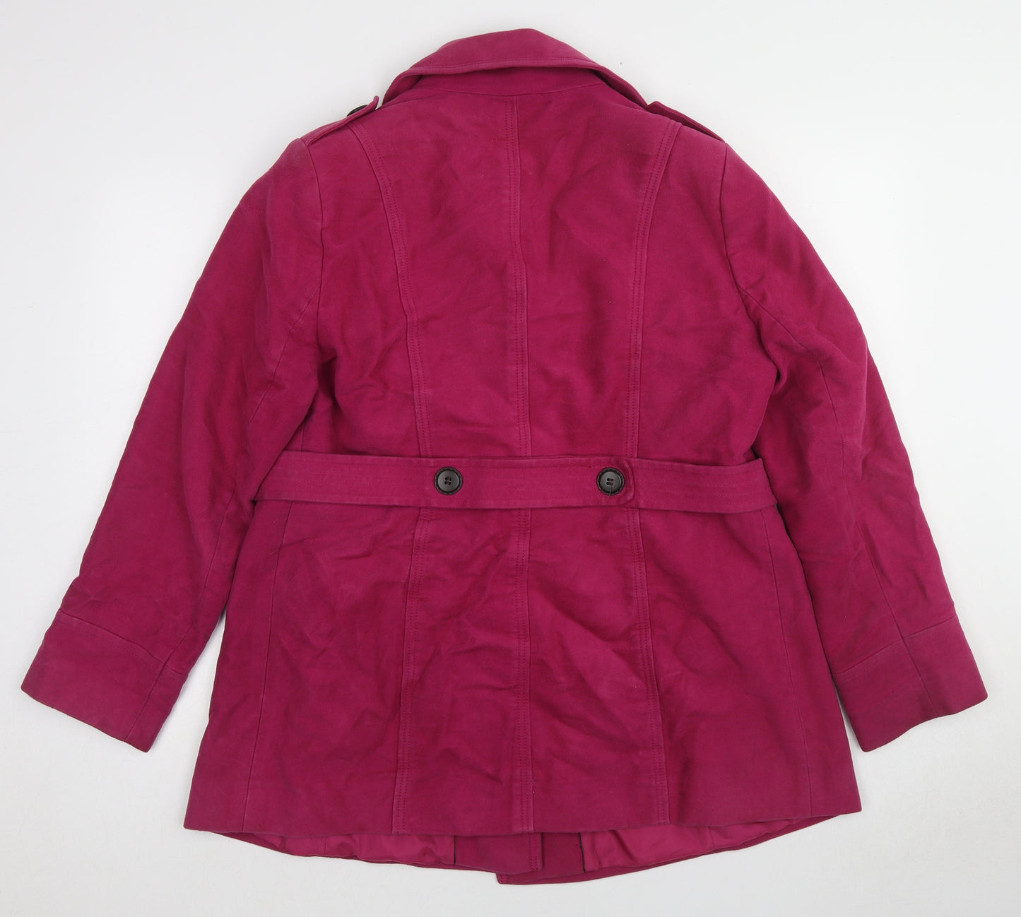 Marks and Spencer Womens Purple Pea Coat Coat Size 16 Button