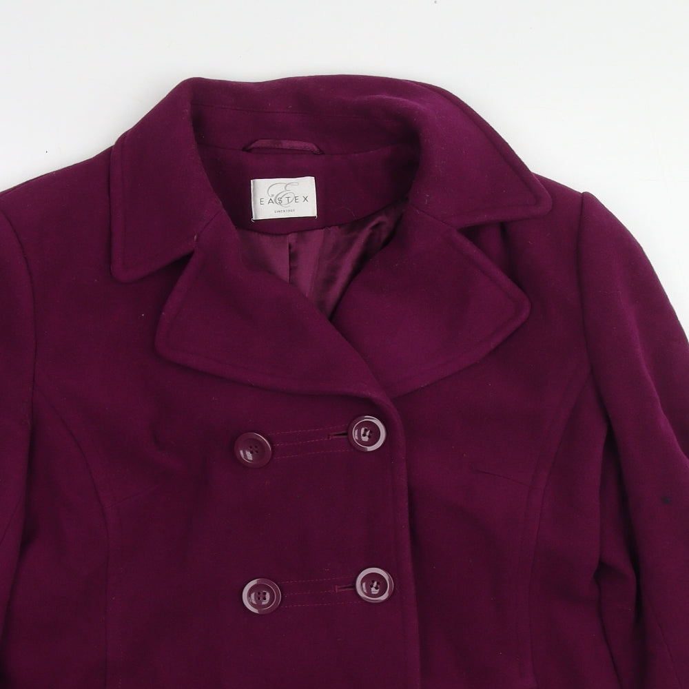 Eastex Womens Purple Pea Coat Coat Size 10 Button
