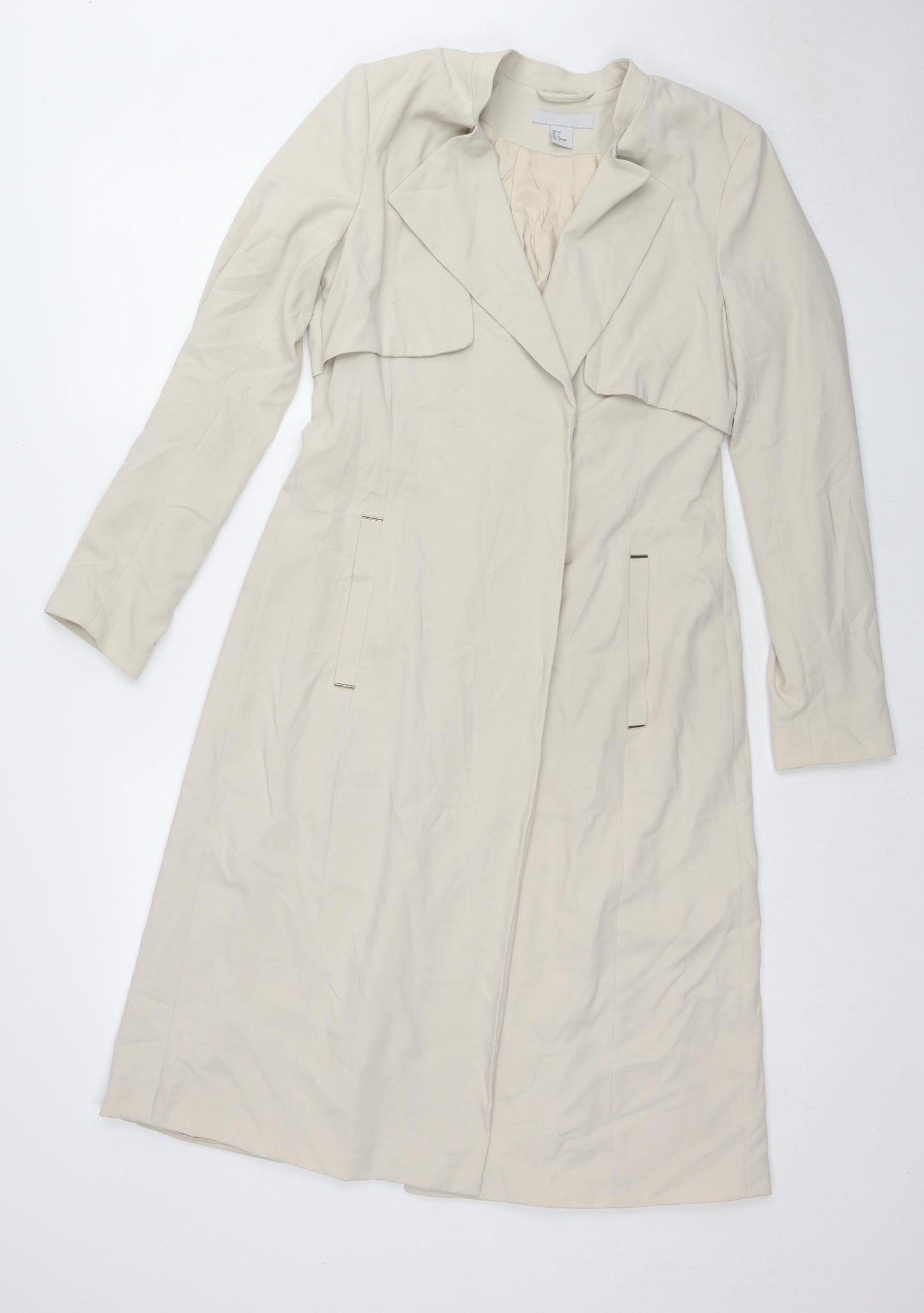 H&M Womens Beige Trench Coat Coat Size 6 Snap