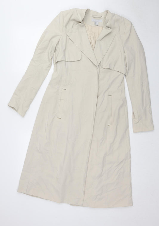H&M Womens Beige Trench Coat Coat Size 6 Snap