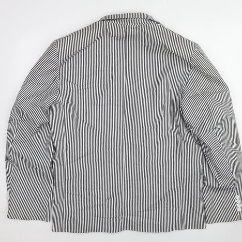 Allegra K Womens Black Striped Cotton Jacket Blazer Size 14