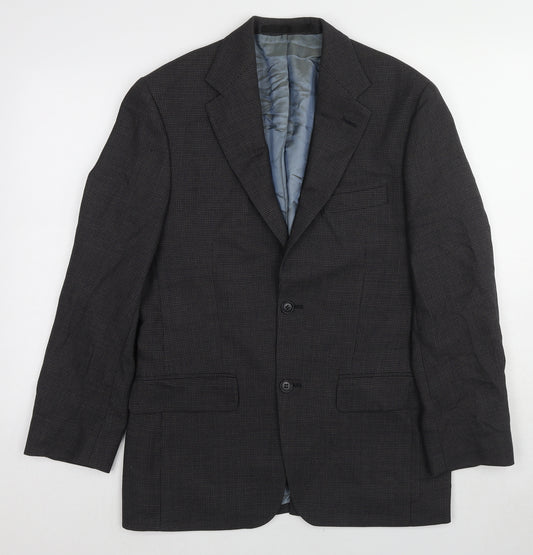 Marks and Spencer Mens Black Geometric Wool Jacket Suit Jacket Size 36 Regular