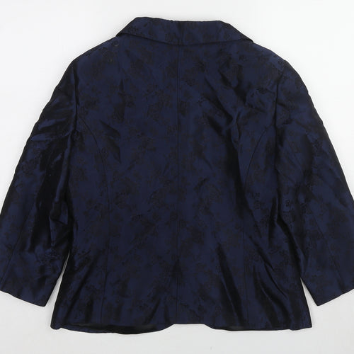 Precis Womens Blue Paisley Acetate Jacket Blazer Size 14