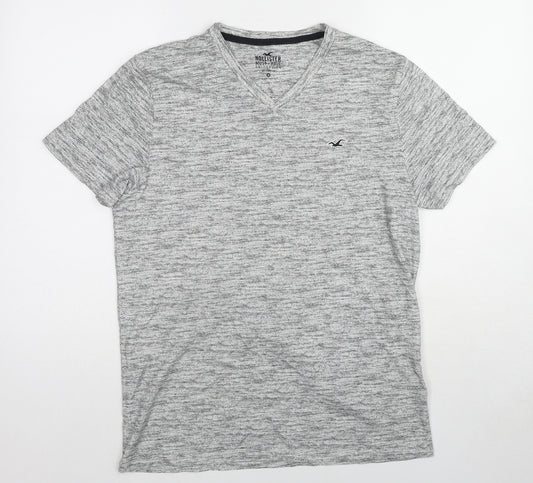 Hollister Mens Grey Cotton T-Shirt Size M V-Neck