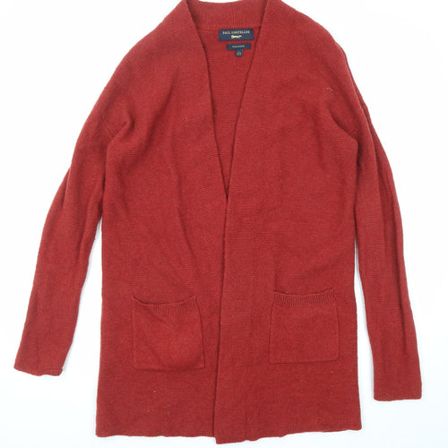 Paul Costelloe Womens Red V-Neck Wool Cardigan Jumper Size 10