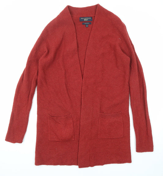 Paul Costelloe Womens Red V-Neck Wool Cardigan Jumper Size 10