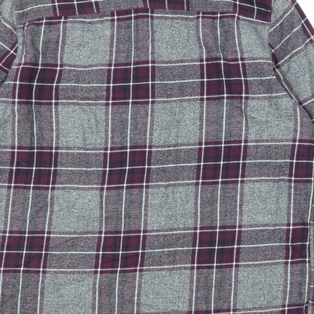 Topman Mens Purple Plaid Cotton Button-Up Size L Collared Button