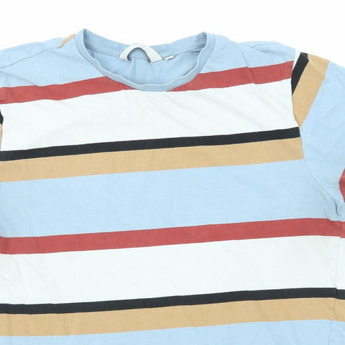 NEXT Mens Multicoloured Striped Cotton T-Shirt Size S Round Neck