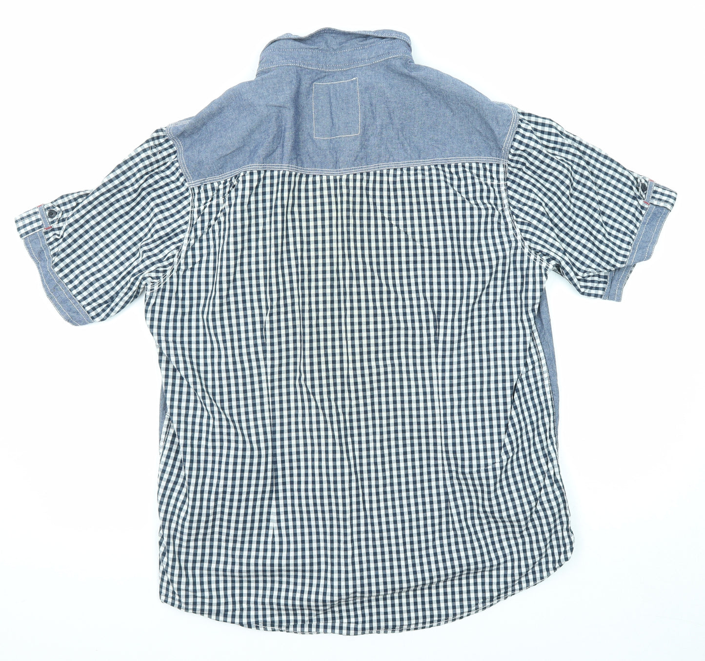 Resistance Mens Blue Check Cotton Button-Up Size XL Collared Button