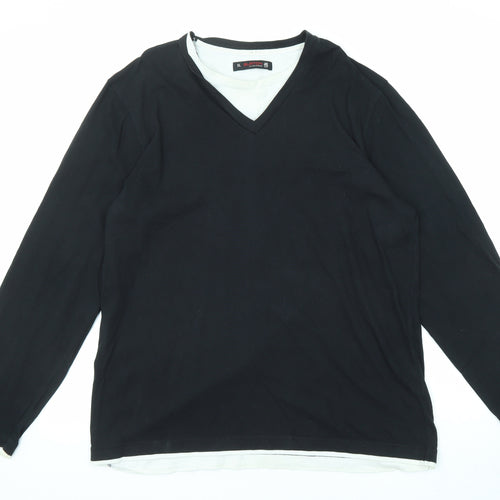 Burton Mens Black Cotton T-Shirt Size XL Round Neck